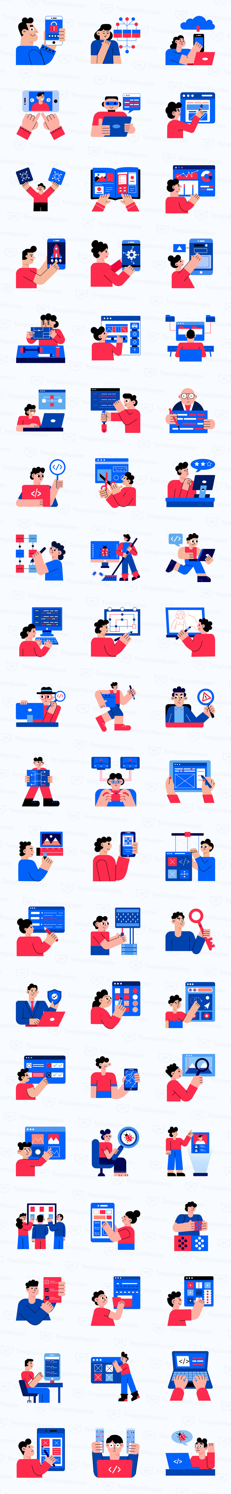 Set di illustrazioni per lo sviluppo software - Caratteristiche Immagine 1