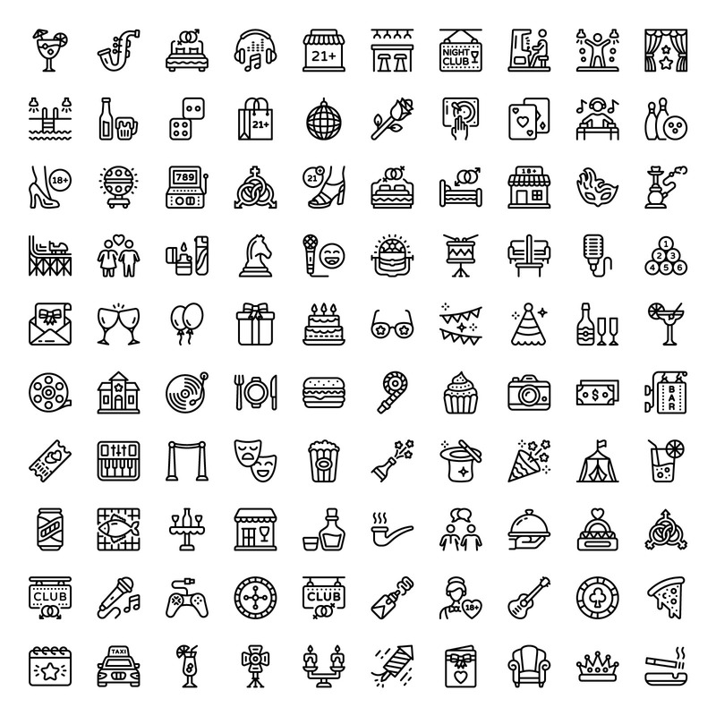 NightLife Linear Icons Pack - Features Image 1