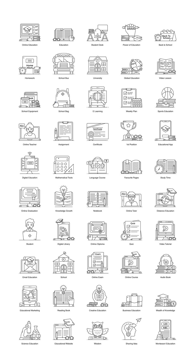 教育平面轮廓图标 - Features Image 2