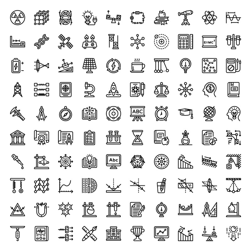 Uppsättning av fysik linjära ikoner - Features Image 1