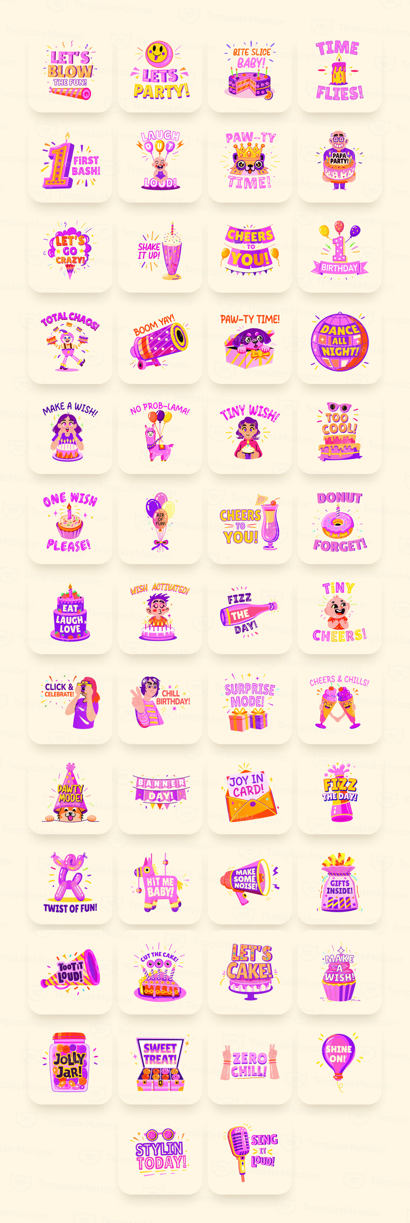 Conjunto de pegatinas de cumpleaños y fiesta - Características Imagen 1