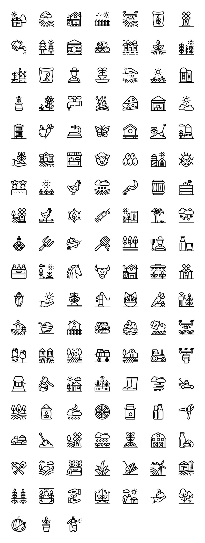 129 lineaire pictogrammen voor landbouw - Features Image 1