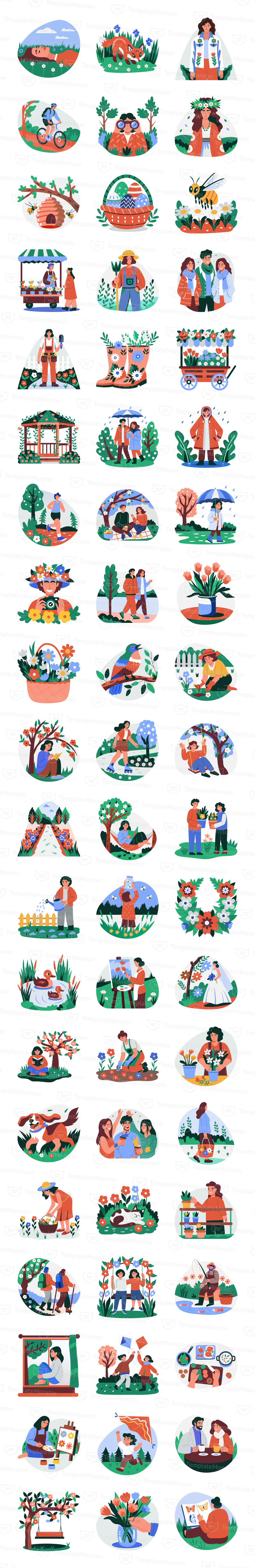 Modernes Frühlingsillustrationsset - Eigenschaften Bild 1