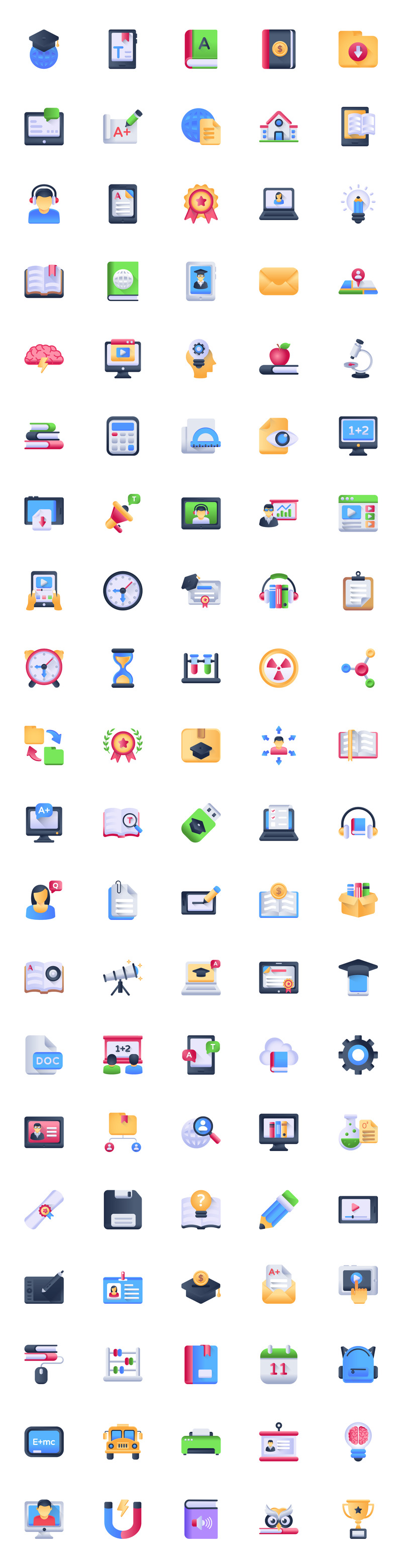 100 e-learning vektor ikoner - Features Image 1