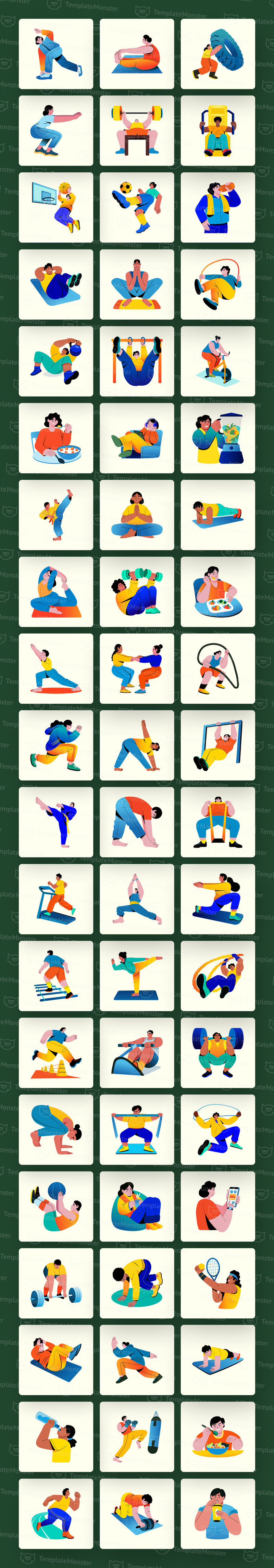 Fitness- und Gesundheitsillustrations-Kunstset - Eigenschaften Bild 1