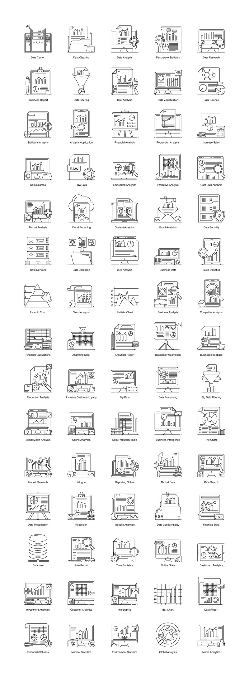 Dataanalys och statistik platta ikoner - Features Image 2