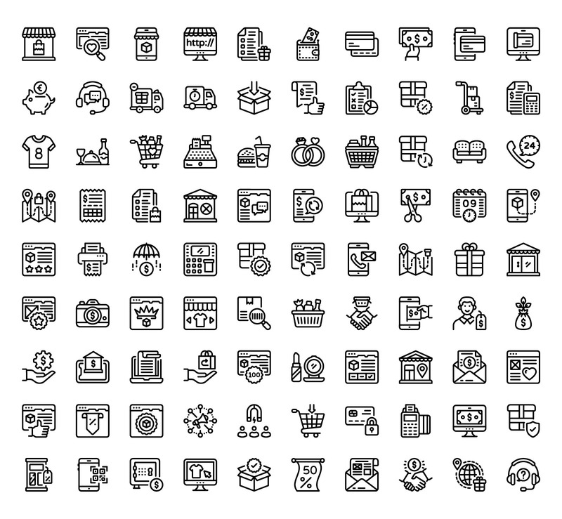 Shopping and Commerce Linear Icons - Features Image 1