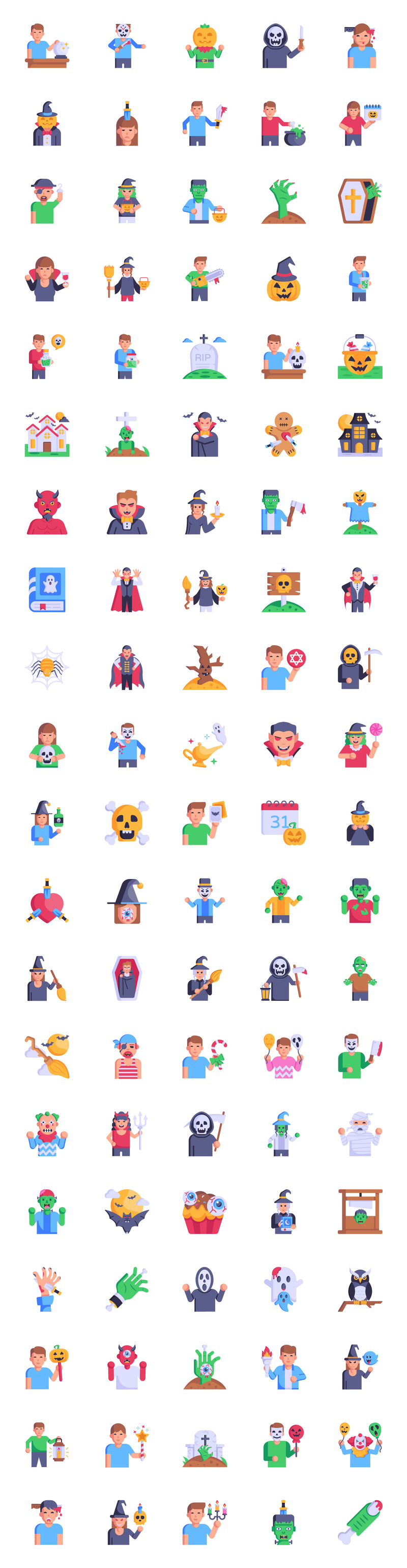 100 іконок Хеллоуїна - плоскі вектори - Features Image 1