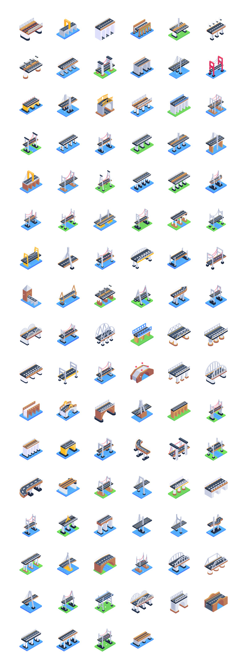 Шаблон 100 Isometric Bridge Iconset - Features Image 1