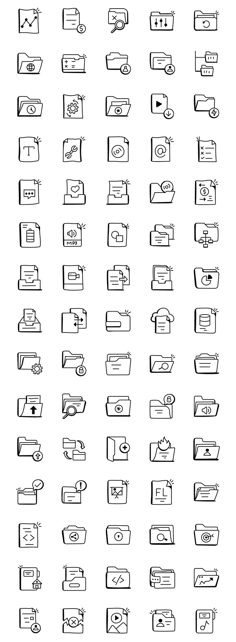 Pack d'icônes de fichiers et dossiers Doodle - Caractéristiques de l’image 2