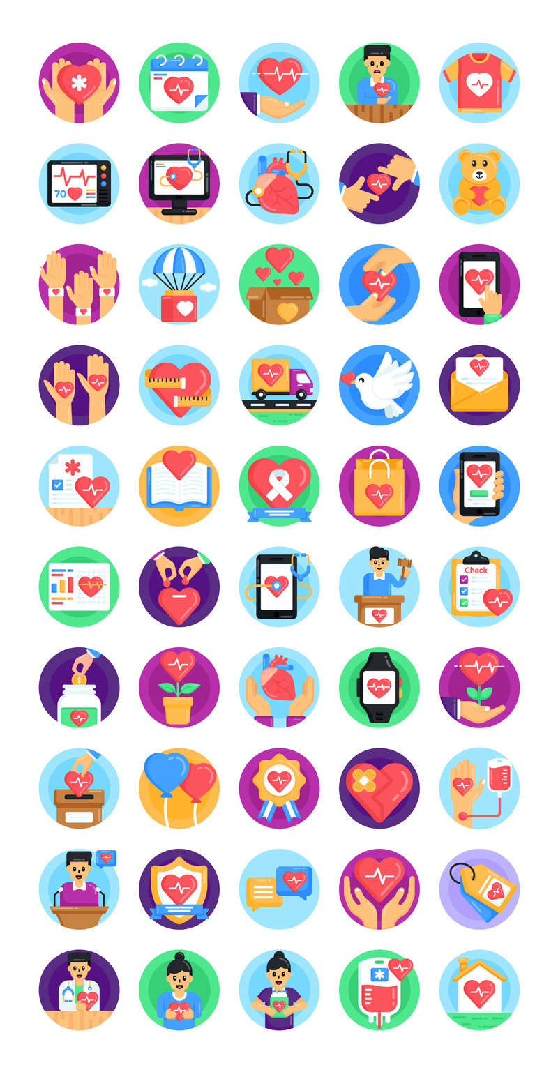 50 Wereld Hart Dag Vector Pictogrammen - Features Image 1
