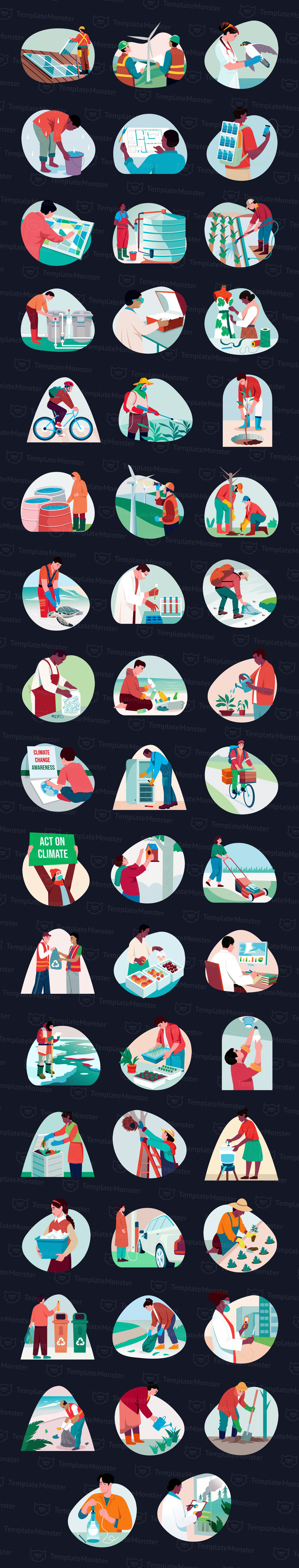 Modern Egzersiz İllüstrasyon Seti - Features Image 1