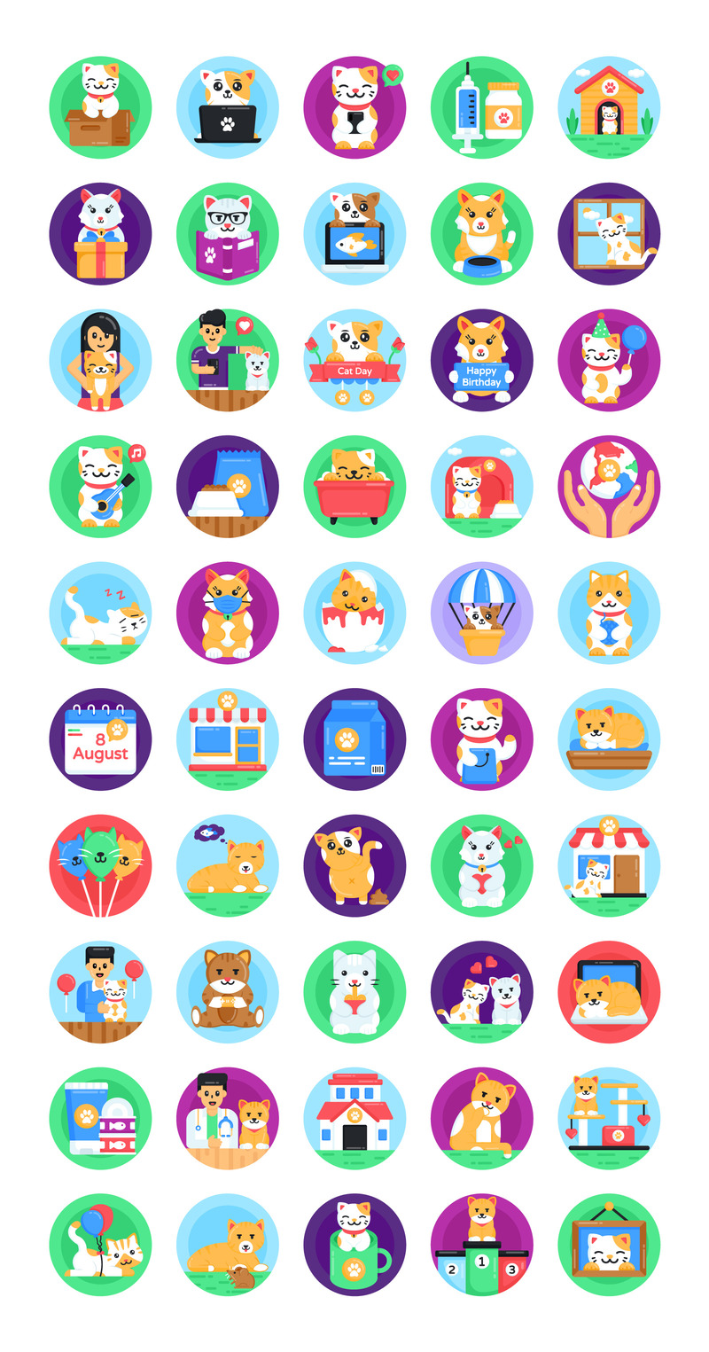 50 International Cat Day Icons - Features Image 1