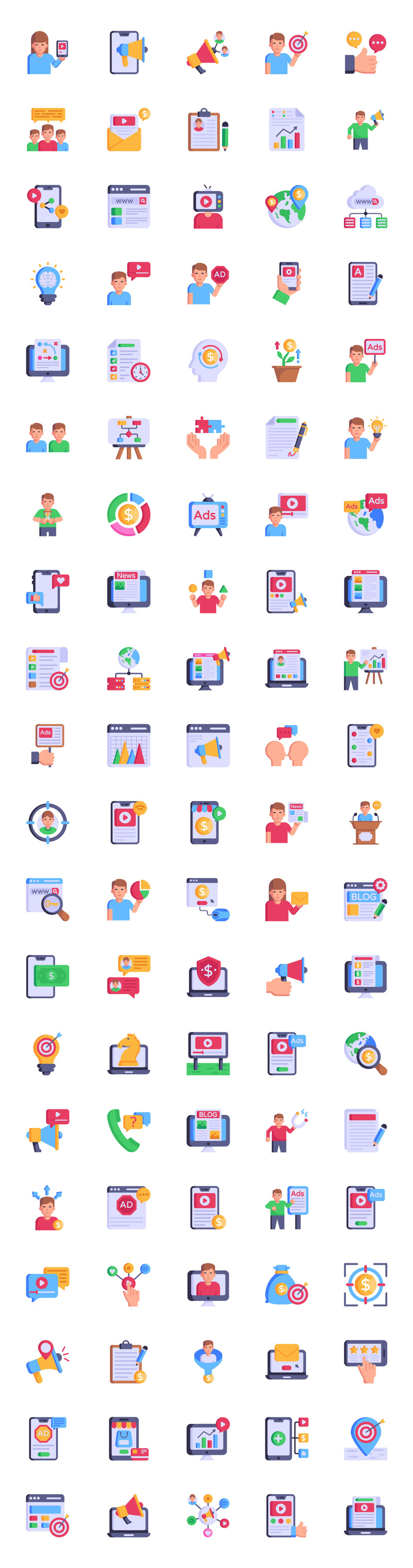 100 数字营销图标 - Features Image 1