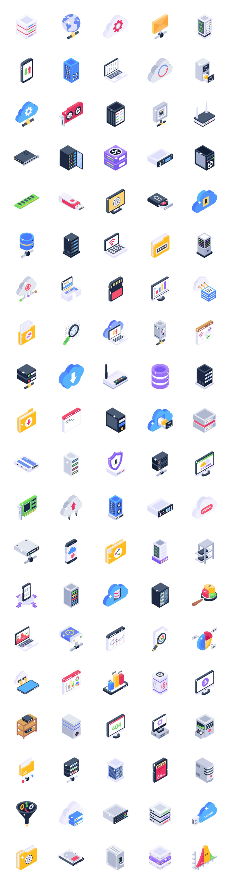 Набор изометрических иконок больших данных - Features Image 1