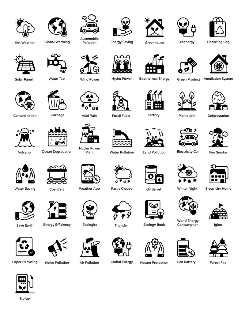 Global Warming Glyph Icons - Features Image 1