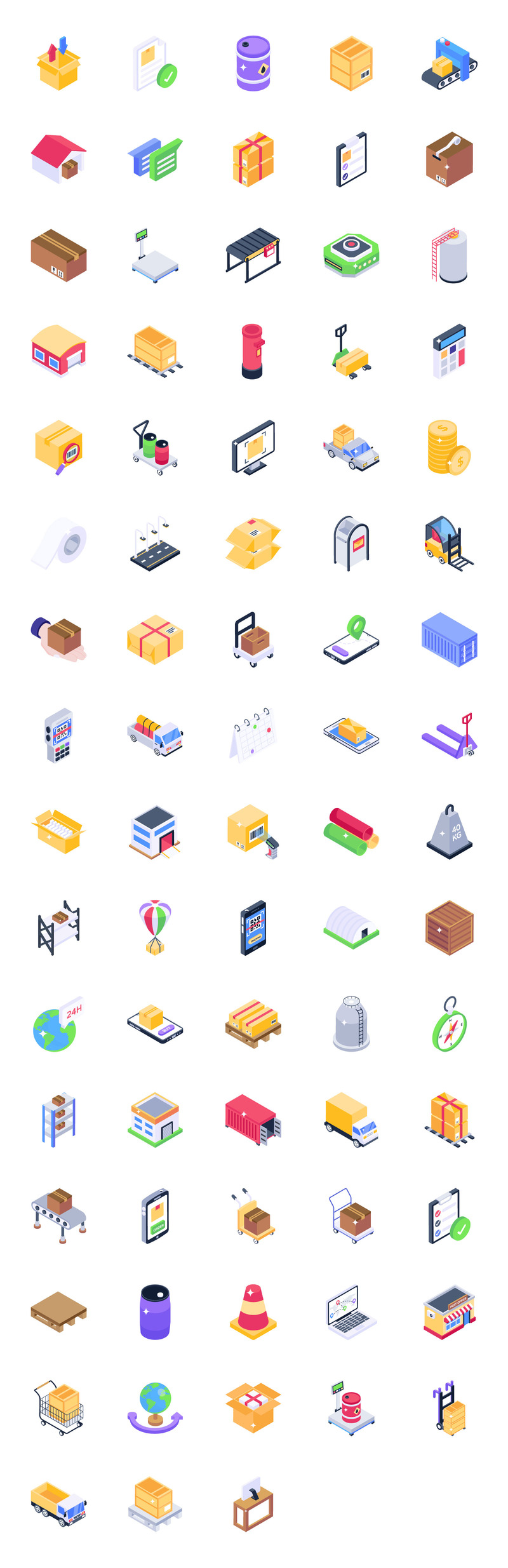 Пакет изометрических икон логистических услуг - Features Image 1