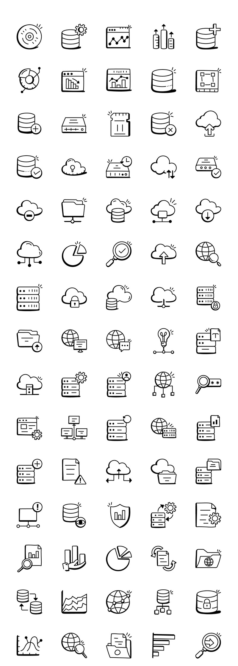 Uppsättning av 230 Doodle Data Ikoner - Features Image 1