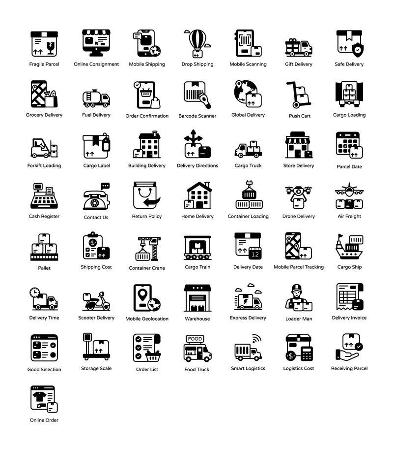 Logistiek levering Solid Icons Pack - Features Image 1