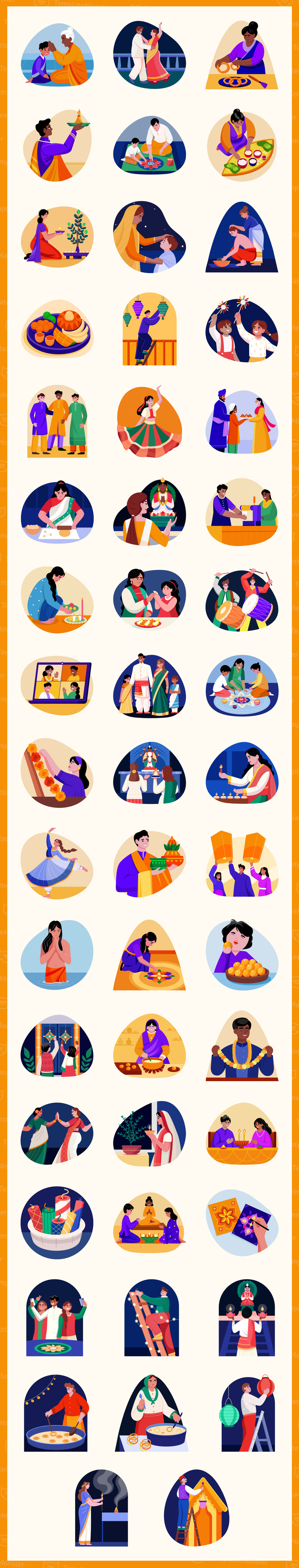 Diwali Vector Art Illustration Set - Features Image 1