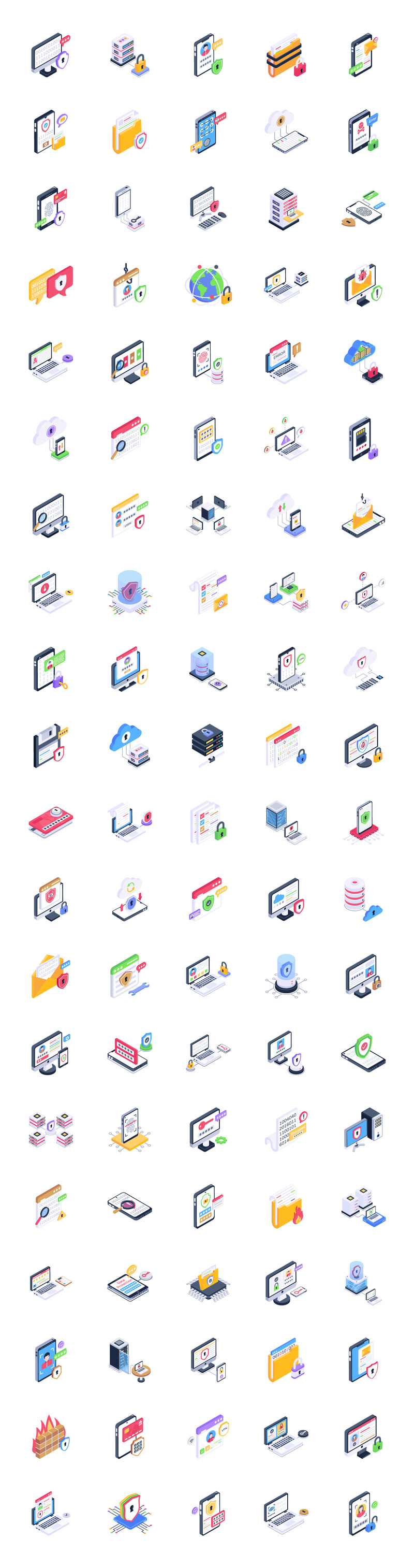 100 Isometric Data Security Icons - Features Image 1