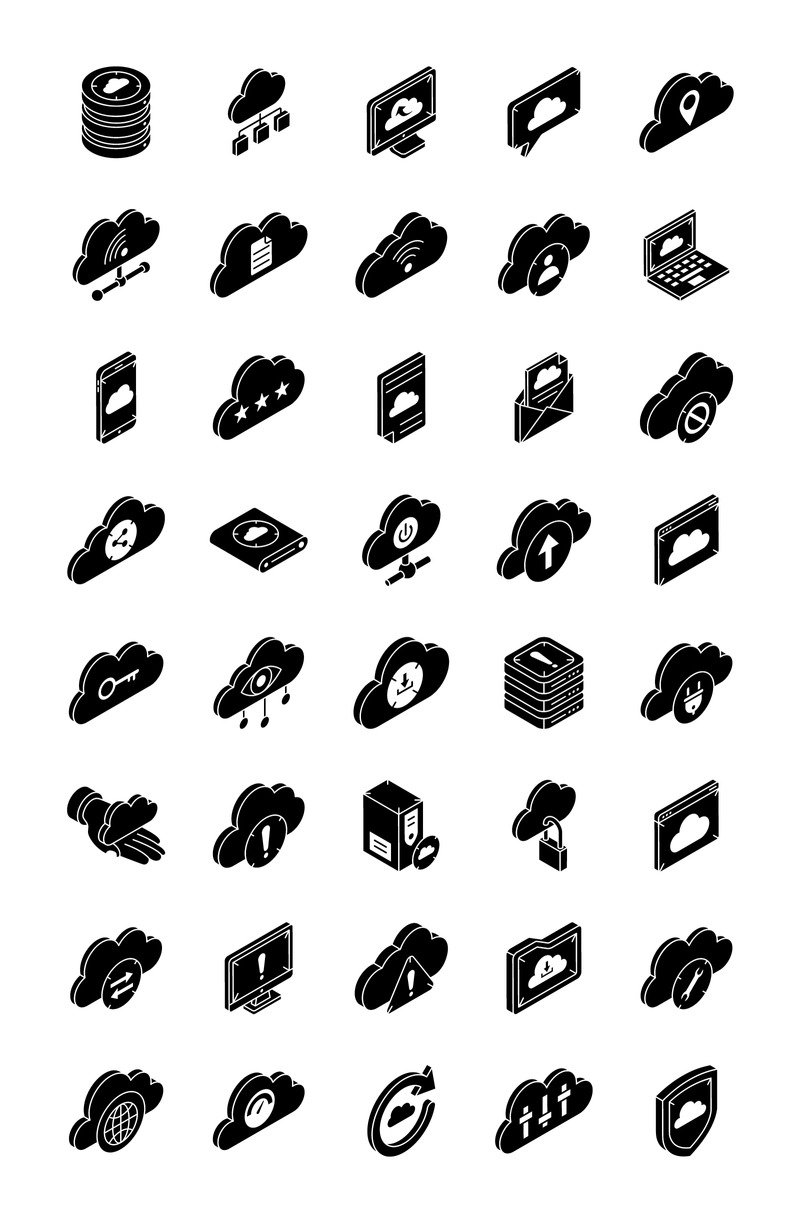 40 Isometric Cloud Hosting Icons - Features Image 2