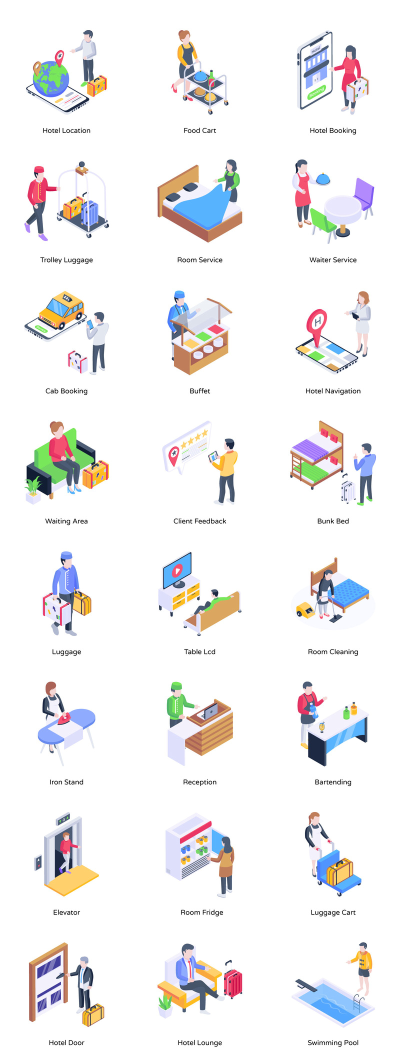 50 izometrických hotelových ilustrací - Features Image 1