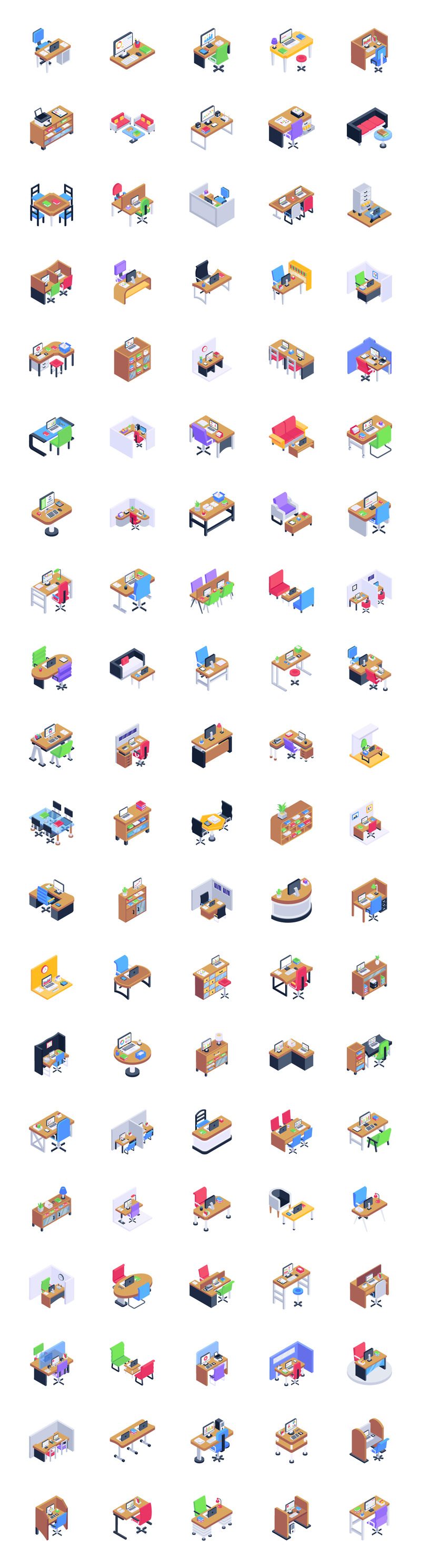 100 个等距工作区图标 - Features Image 1