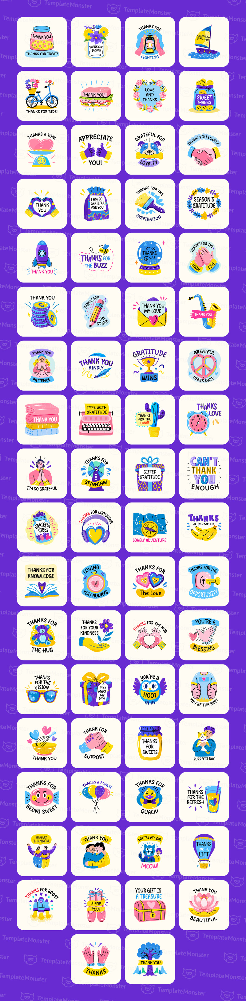 Thank You Greetings Stickers Set - Features Image 1
