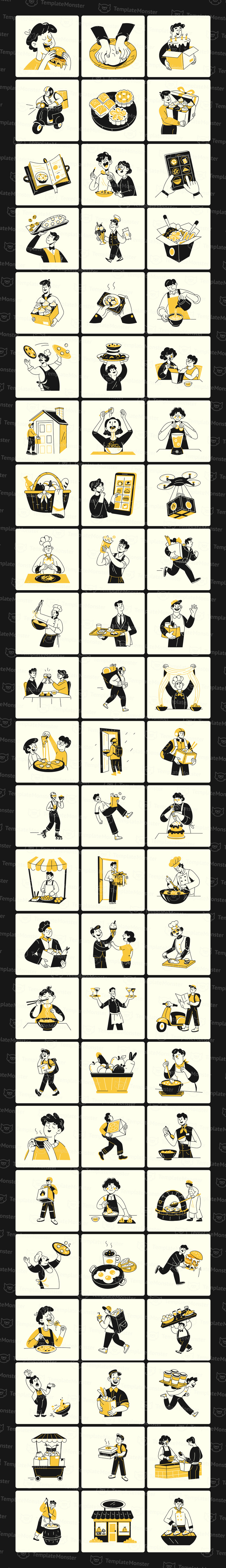 Set met illustraties voor eten en bezorgen - Features Image 1