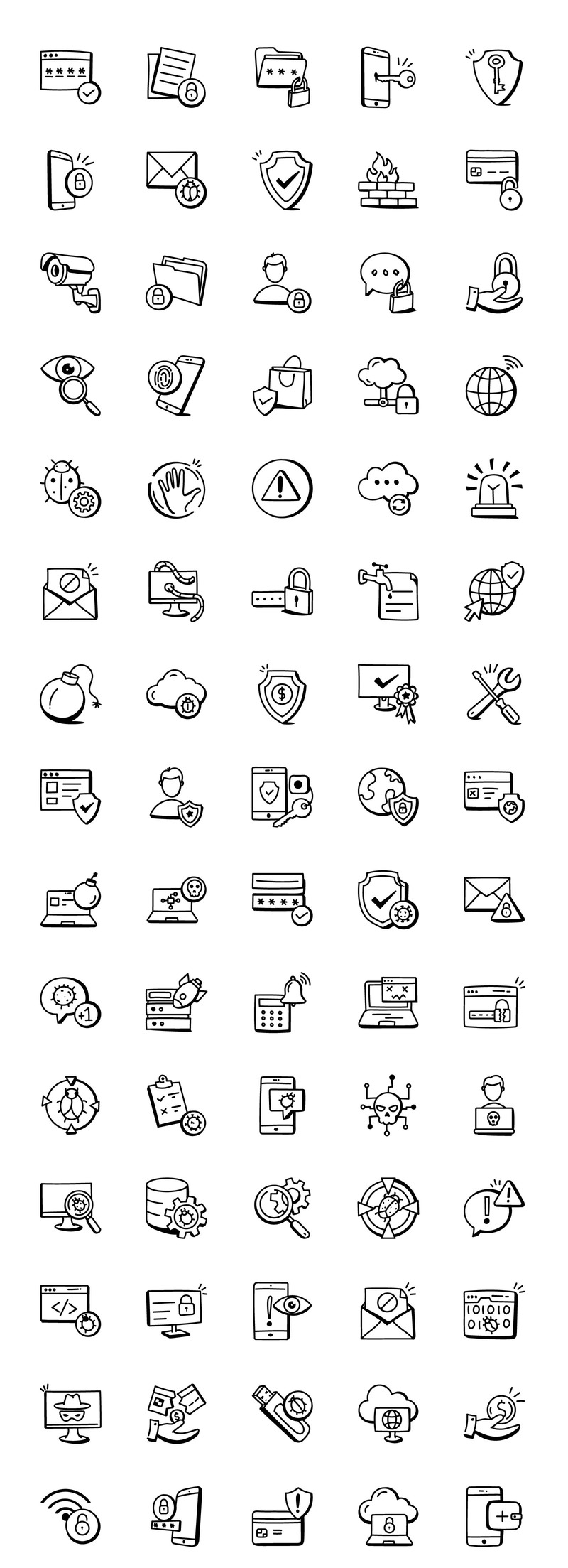 Set trendy doodle-beveiligingspictogrammen - Features Image 1