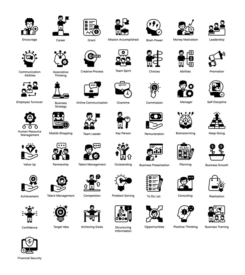 Business Motivation Glyph ikoner - Features Image 1