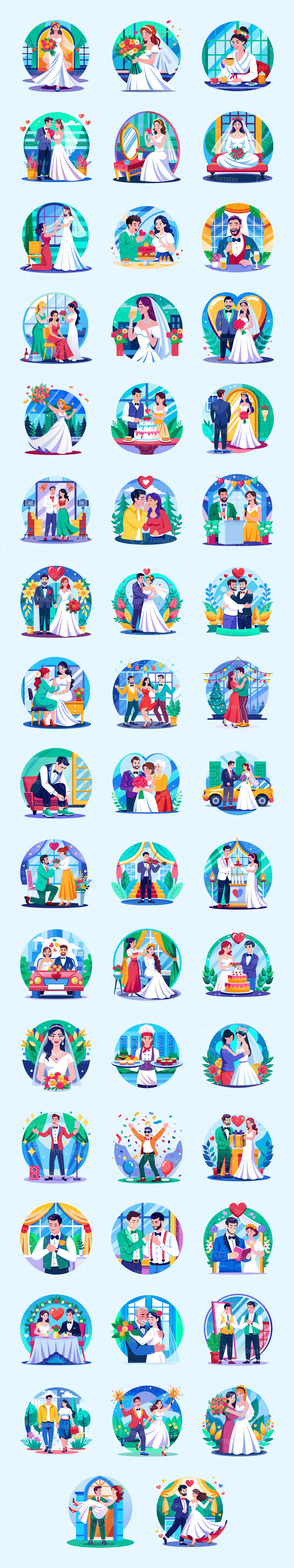Modern Wedding Illustration Art Set - Features Image 1