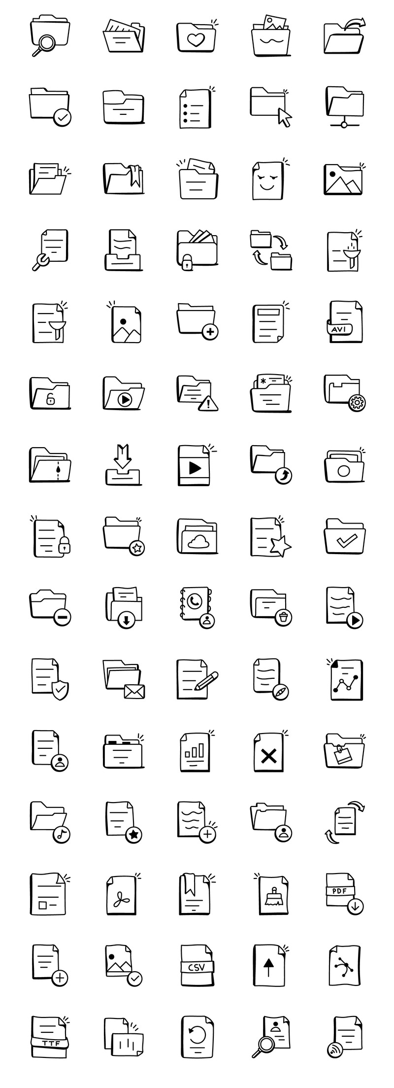 Pack d'icônes de fichiers et dossiers Doodle - Caractéristiques de l’image 3