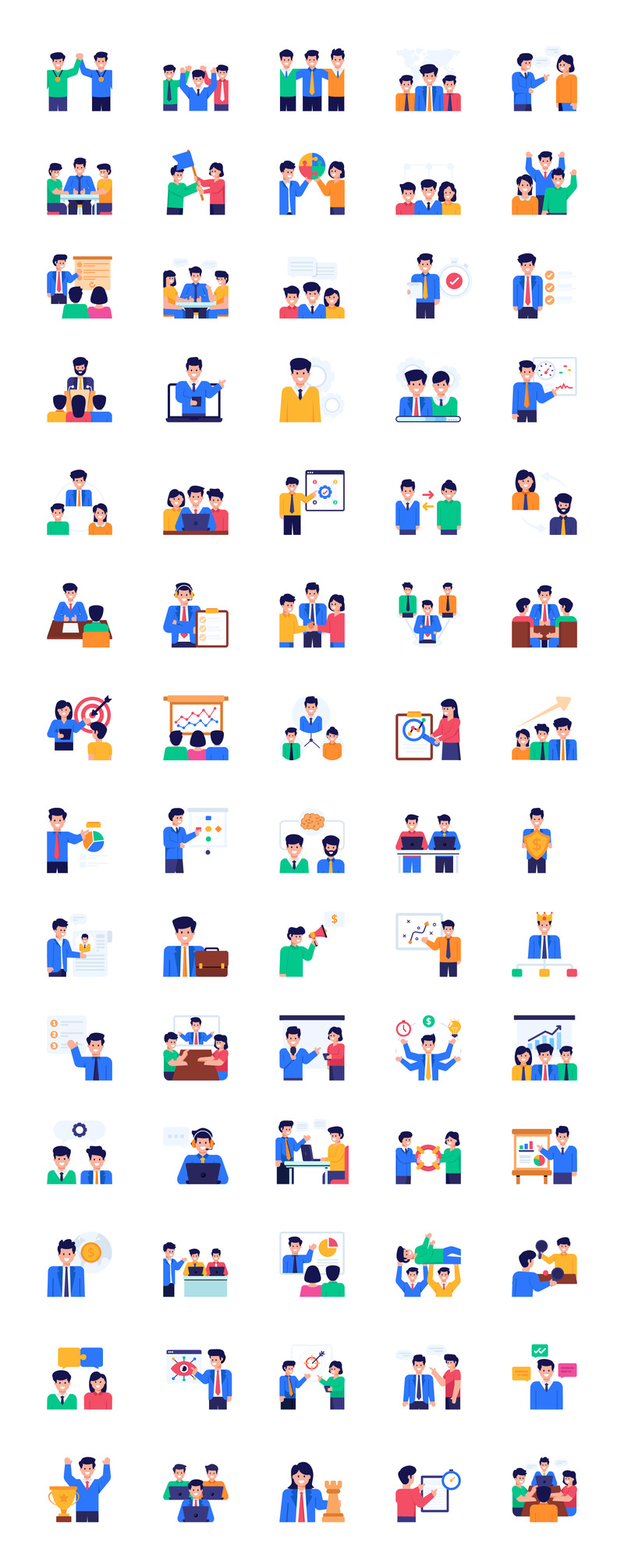 70 团队合作字符矢量图标 - Features Image 1