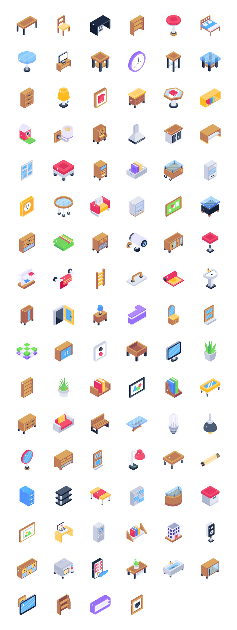 100 изометрических шаблонов интерьера Iconset - Features Image 1