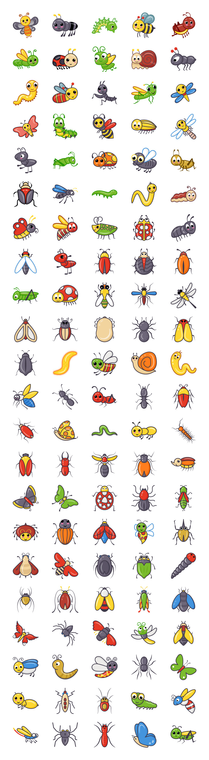 110 Leuke Insect Vectoren Iconset-sjabloon - Features Image 1