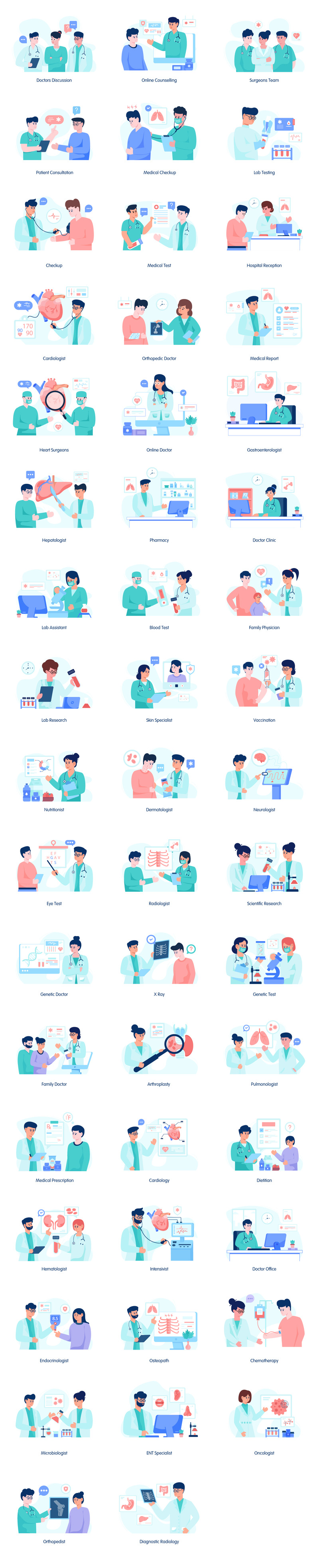 50 Arzt-Illustrationsset - Eigenschaften Bild 1