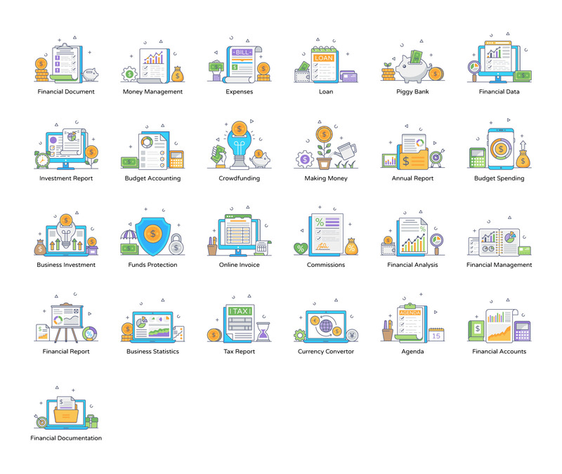 Pack d'icônes de gestion financière - Caractéristiques de l’image 1
