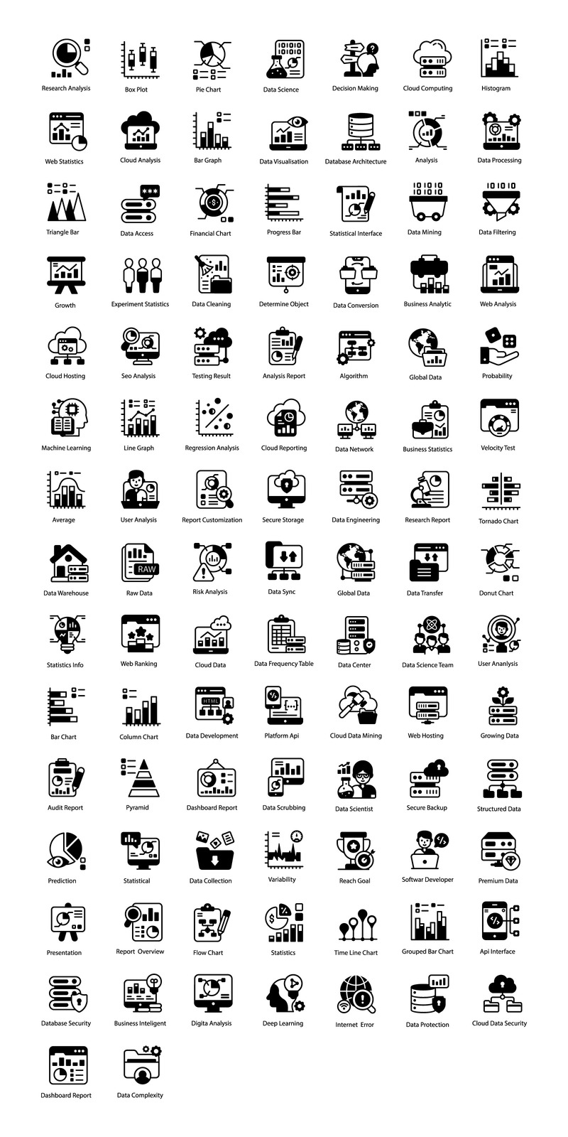 Набор иконок для анализа данных и статистики - Features Image 1