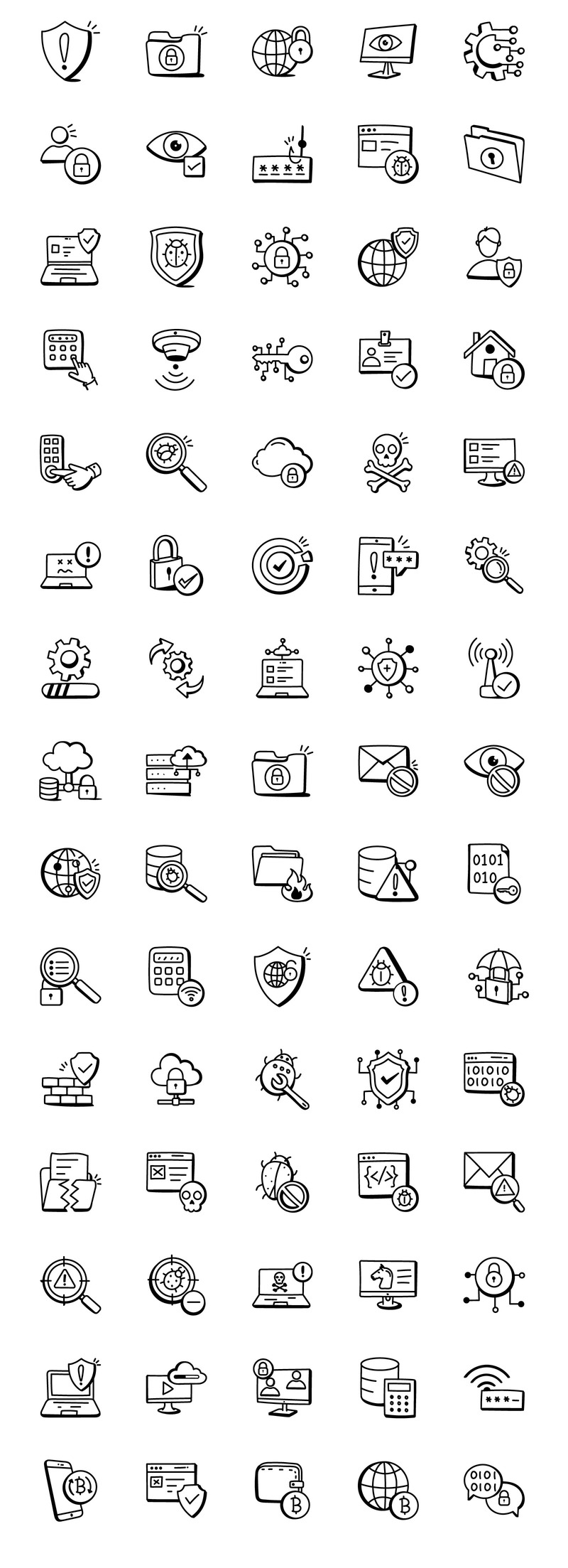 Set trendy doodle-beveiligingspictogrammen - Features Image 2