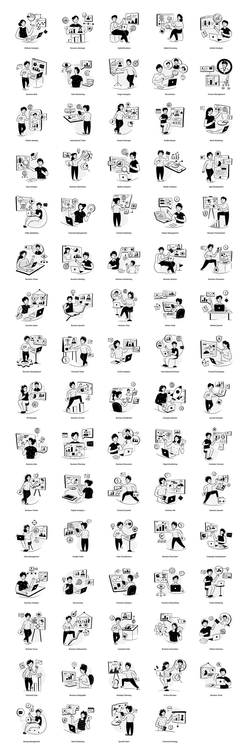 79 Ilustrações de Negócios Desenhadas à Mão - Features Image 1