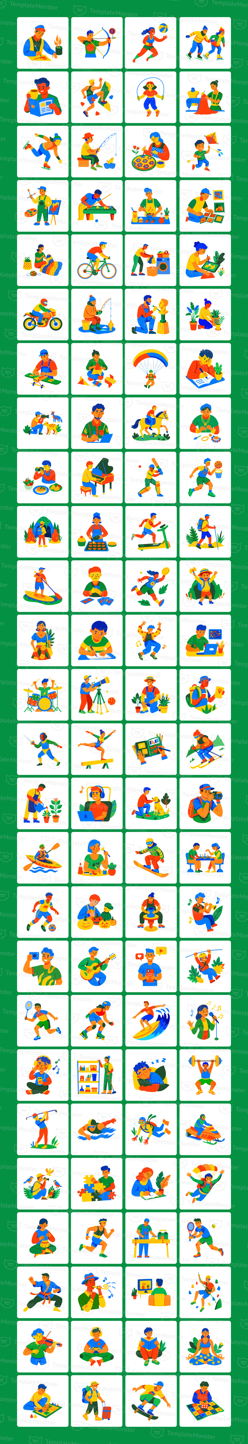 Collezione di icone Flat Hobbies - Caratteristiche Immagine 1