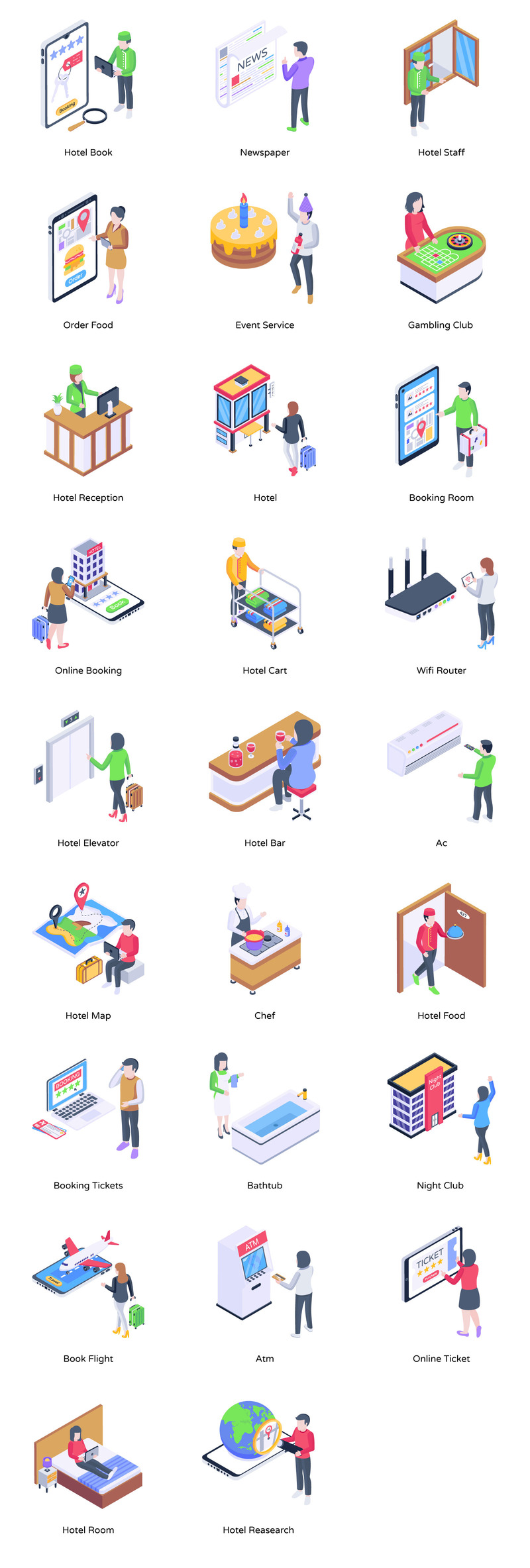 50 izometrických hotelových ilustrací - Features Image 2