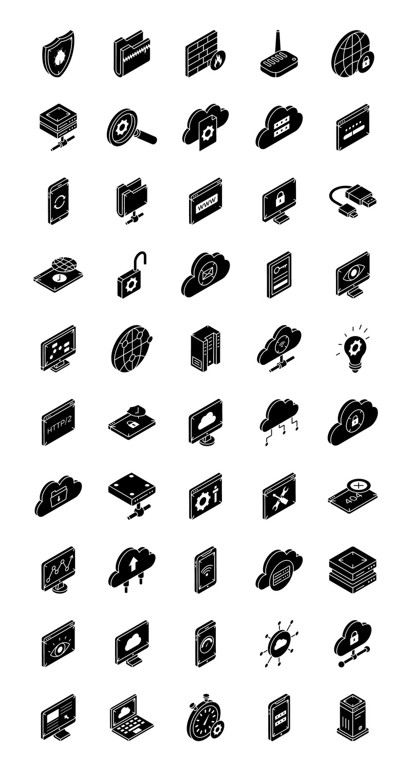 50 Web Hosting Simgesi – Vektör Tasarımları - Features Image 2