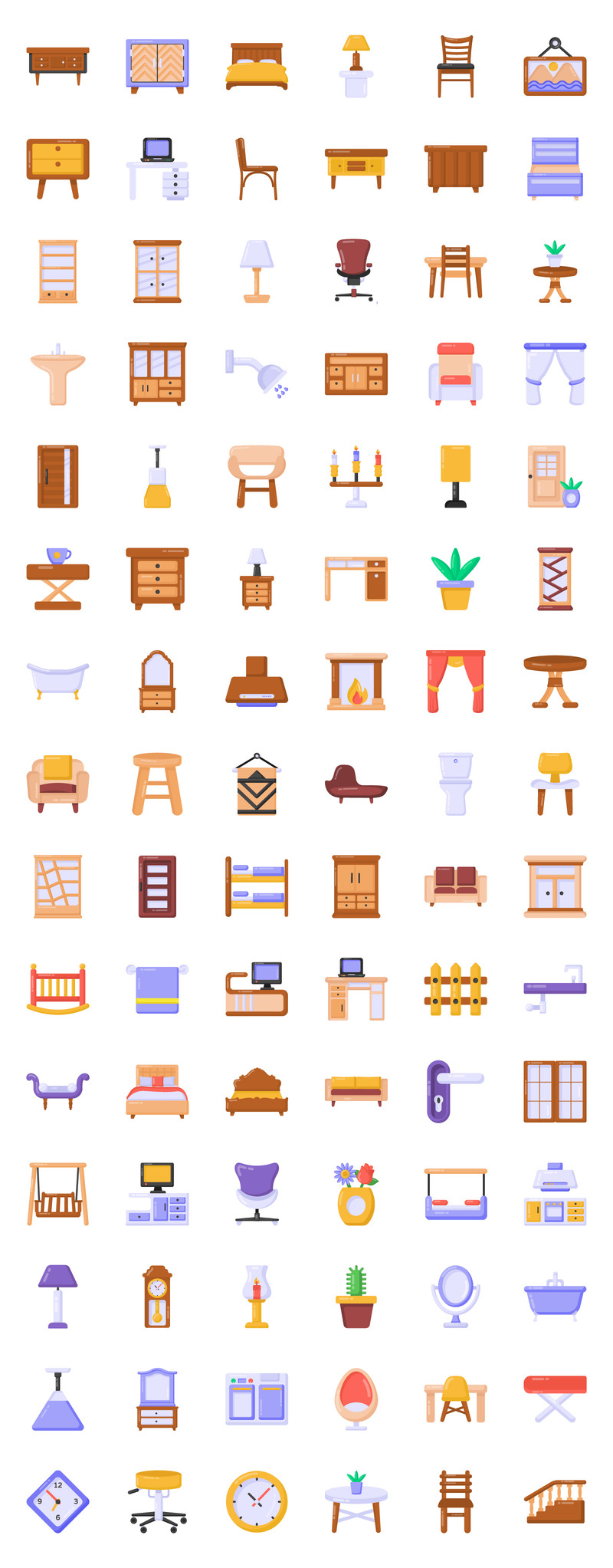 100 平面家具图标 - Features Image 1