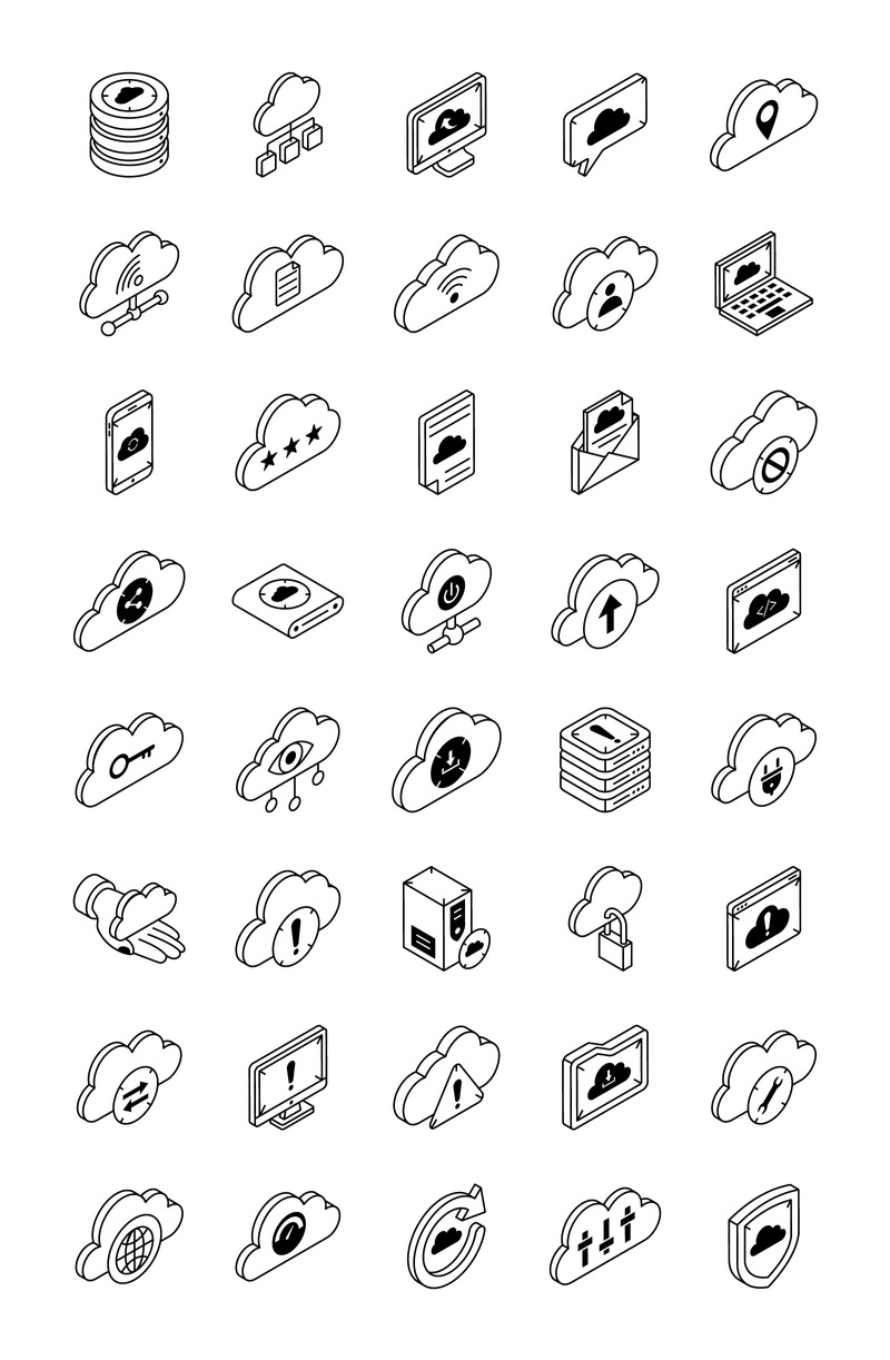 40 Isometric Cloud Hosting Icons - Features Image 3