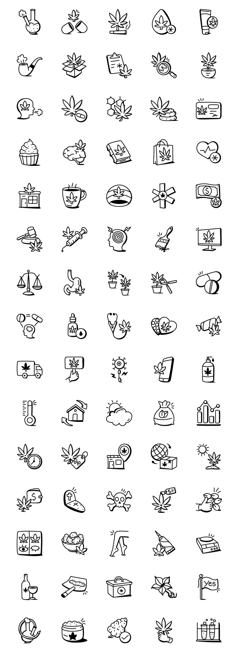 Paket med Doodle Medical Cannabis ikoner - Features Image 2