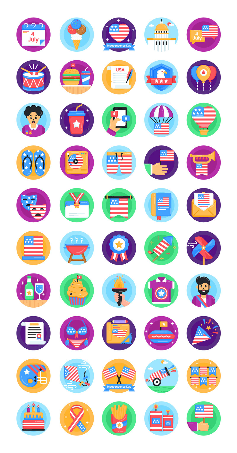 50 USA Onafhankelijkheidsdag Vector Icons - Features Image 1