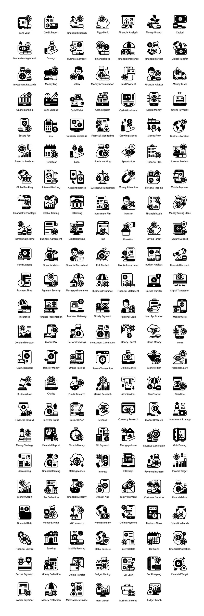Online Banking and Finance Solid Icons Pack - Features Image 1